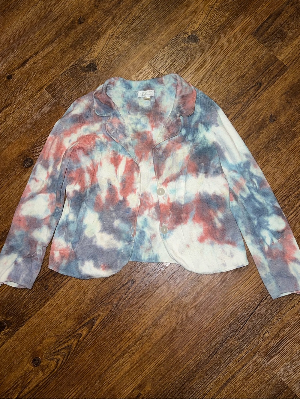 Christopher & Banks White Earthy Tie Dye Boho Hippie Button Up Jacket Size M - Picture 6 of 12